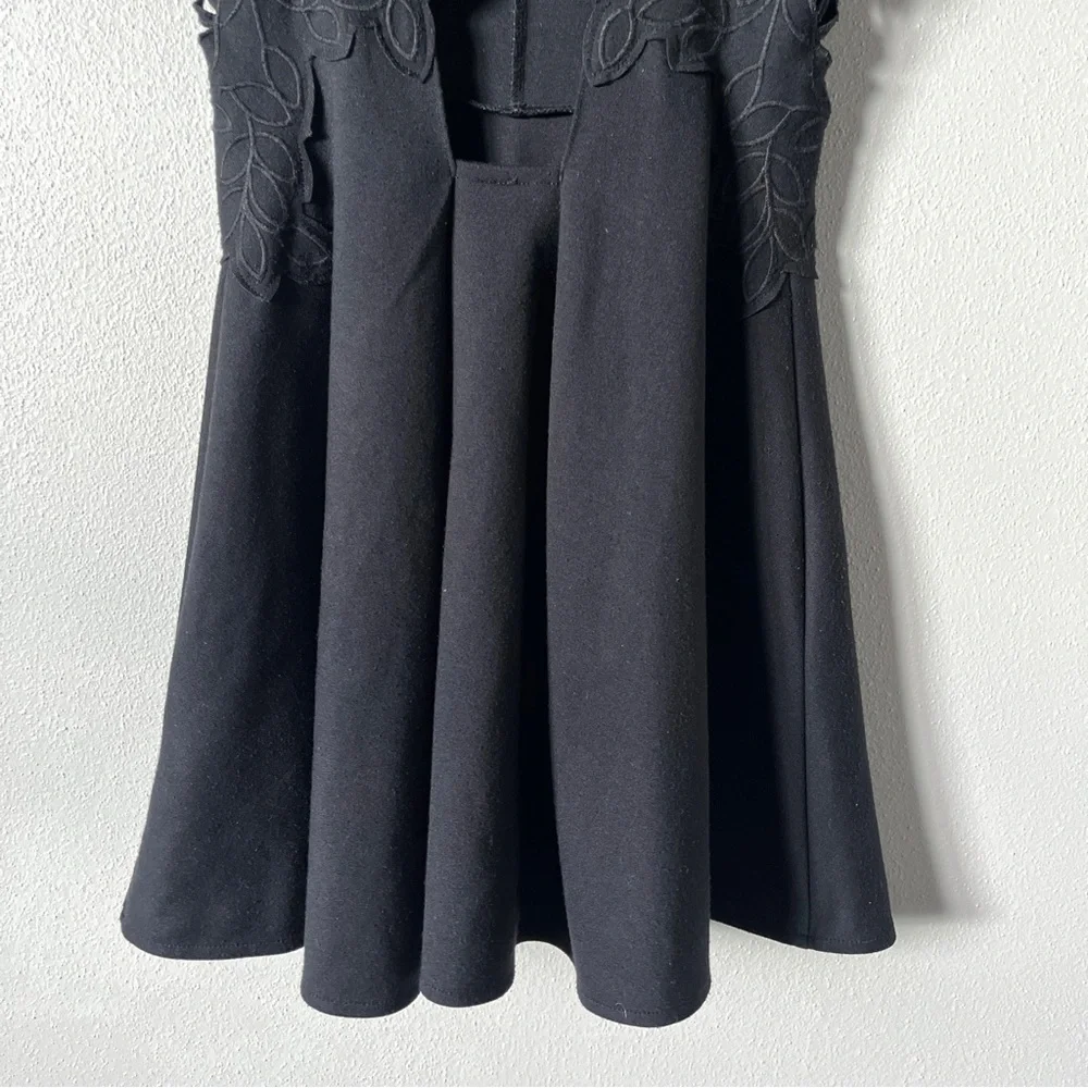Free People Cha Cha Ponte Knit Black Fit & Flare Dress with Lace Cutout Detail - Picture 10 of 16